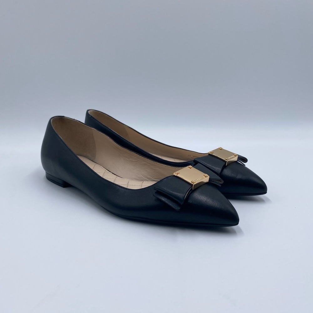 Cole Haan Black Flats with Gold Buckle - Picture 1 of 6